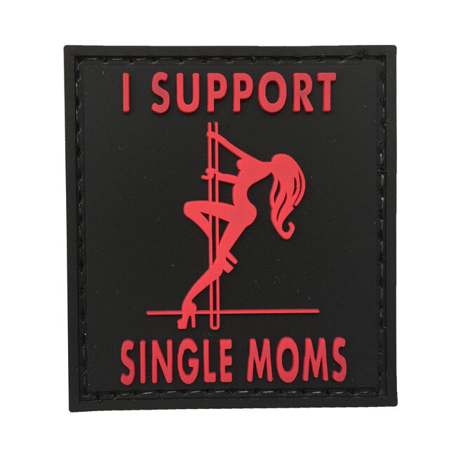 WARAGOD I Support Single Moms Σήμα PVC, Μαύρο και Κόκκινο