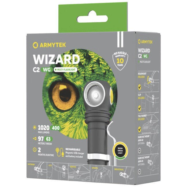 ArmyTek Wizard C2 WG Φακός Κεφαλής LED Warm Τροφοδοσία από Μπαταρία 1100 lm