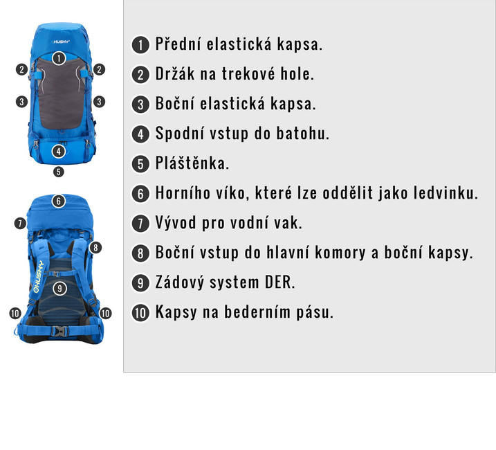 HUSKY Ultralight Rony New σακίδιο πλάτης 50l, μπλε