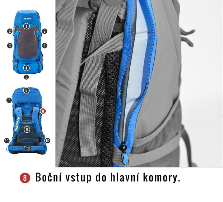 HUSKY Ultralight Rony New σακίδιο πλάτης 50l, βουργουνδί