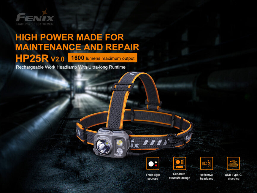Fenix HP25R V2.0 φακός κεφαλής, επαναφορτιζόμενος