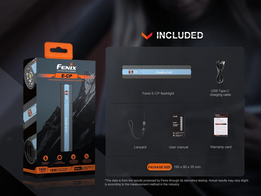 Fenix E-CP Powerbank με Φακό, Μαύρο