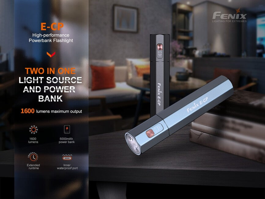 Fenix E-CP Powerbank με Φακό, Μαύρο