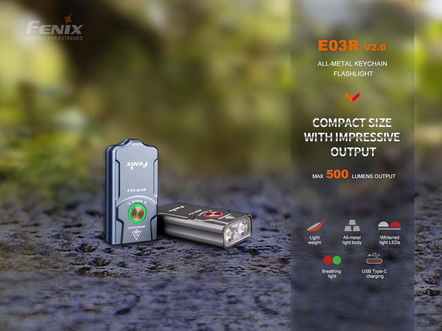 Fenix E03R V2.0 φακός επαναφορτιζόμενος, γκρι
