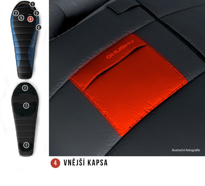 HUSKY Drape Perý Φακέλος Ύπνου -20°C, μπλε
