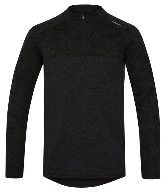 HUSKY Merino ανδρικό θερμικό εσώρουχο ζιβάγο με φερμουάρ, μαύρο