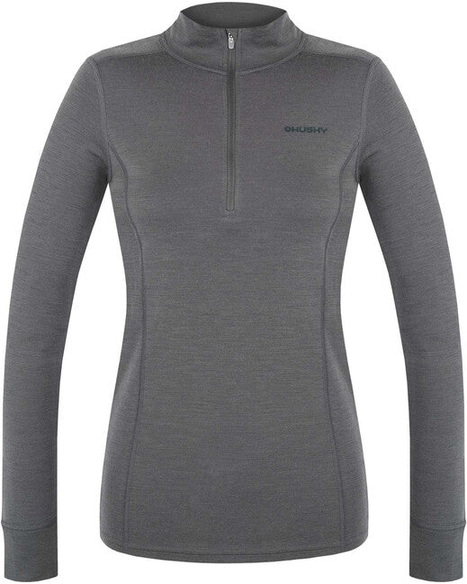 HUSKY Aron women's merino sweatshirt Zip, dk. grey green