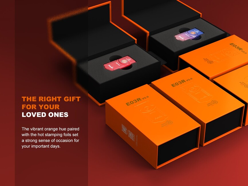 Fenix E03R V2.0 dobíjateľná baterka GE, červená