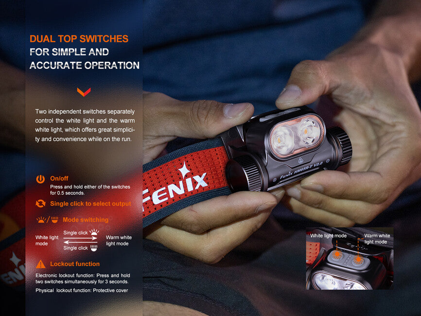 Fenix HM65R-T V2.0 κεφαλόφωτο επαναφορτιζόμενο, κόκκινο