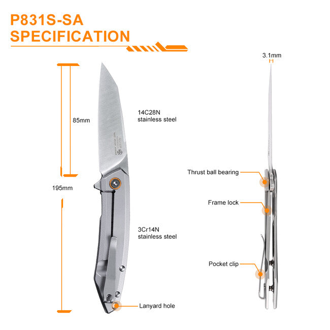 Ruike P831S Μαχαίρι, ασημί