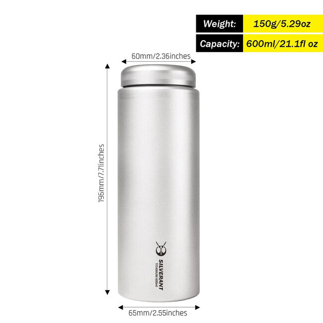 Silverant Τιτάνιο Μπουκάλι με Επίπεδο Καπάκι, 600 ml