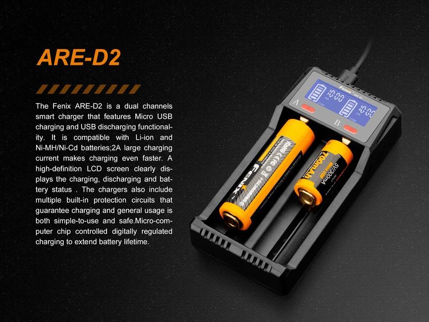 Fenix ARE-D2 USB Φορτιστής (Li-ion, NiMH)