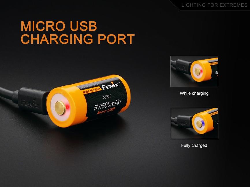 Fenix RCR123A Li-ion Επαναφορτιζόμενες Μπαταρίες 700 mAh USB High Current