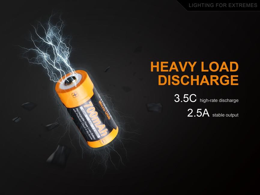 Fenix RCR123A 700 mAh USB Li-ion Υψηλής Έντασης