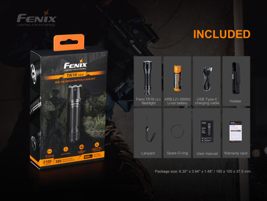 Fenix TK16 V2.0 φακός, μαύρο