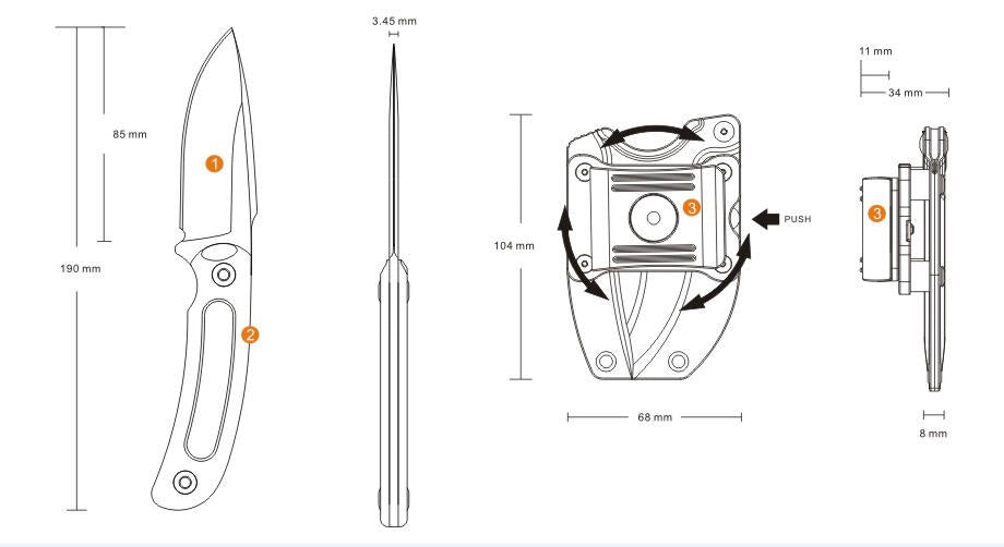 Ruike Hornet F815 μαχαίρι, πορτοκαλί