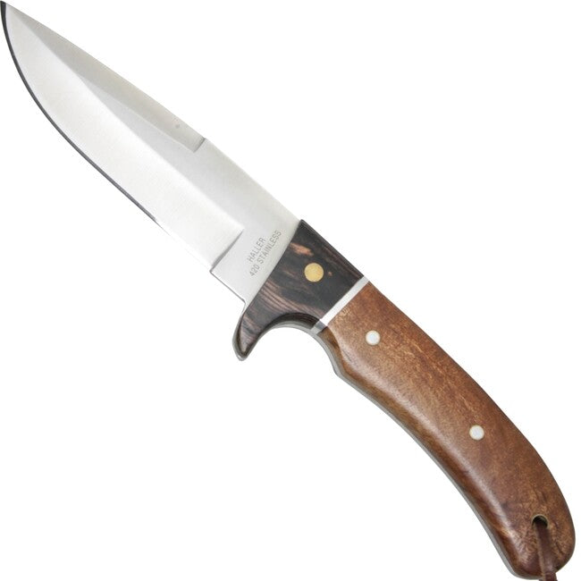 Haller Jagd Μαχαίρι με Σταθερή Λάμα 110 mm, Wurzelholz, Δερμάτινη Θήκη