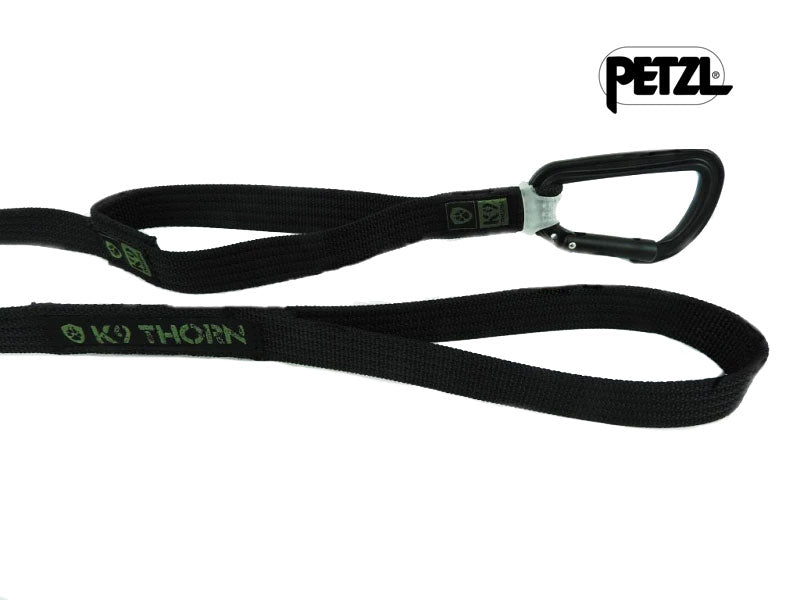 K9 Thorn Λουρί με Διπλή Λαβή και Καραμπίνα Petzl, Μαύρο, L