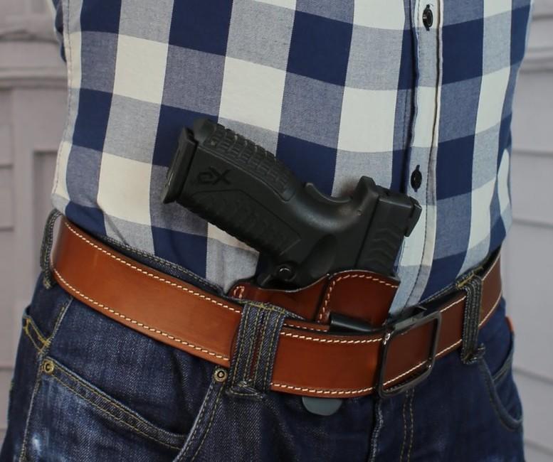 Falco Θήκη Glock 17 Ανοιχτή Δερμάτινη για Εσωτερικό Nόσιγμα σε Παντελόνι, Καφέ, Δεξιά