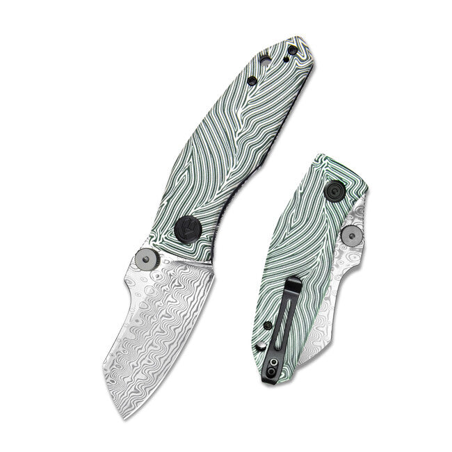 KUBEY Monsterdog Μαχαίρι Αναδιπλούμενο Damascus & Green