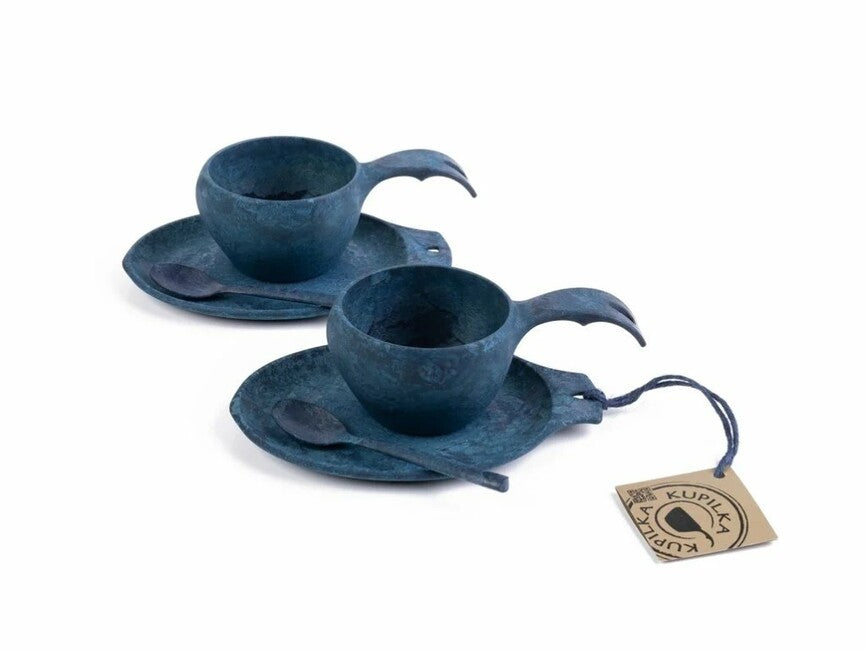 Kupilka Slow down set 2 x κούπα με πιάτο και κουτάλι Blue, μπλε