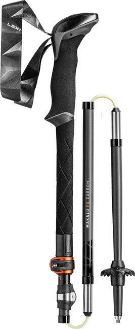 LEKI Makalu FX Carbon ραβδοι πεζοπορίας, μαύρο-πορτοκαλί-φυσικό ανθρακούχο, 110 - 130 cm