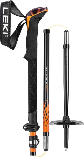 LEKI Sherpa FX Carbon Strong Ραβδοί Trekking, Πορτοκαλί-Denim Μπλε, 120 - 140 cm