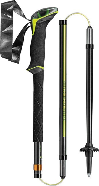 LEKI Sherpa FX.One Carbon ραβδοί trekking, φυσική άνθρακας-νέον κίτρινο-λευκό