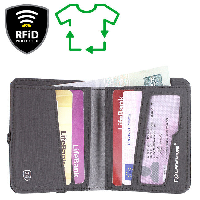 Lifeventure RFiD Compact Wallet Πορτοφόλι από Ανακυκλωμένο Υλικό, Γκρι