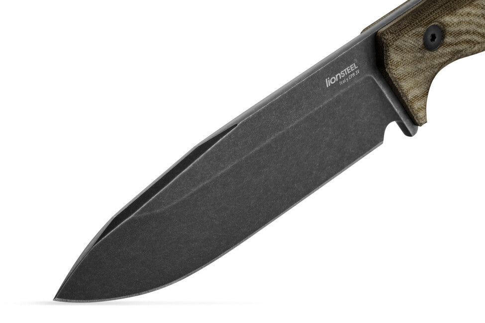 Lionsteel T6B Μακρύ Μαχαίρι με Λαβή από Micarta CVG CPM 3V, Μαύρο Vintage