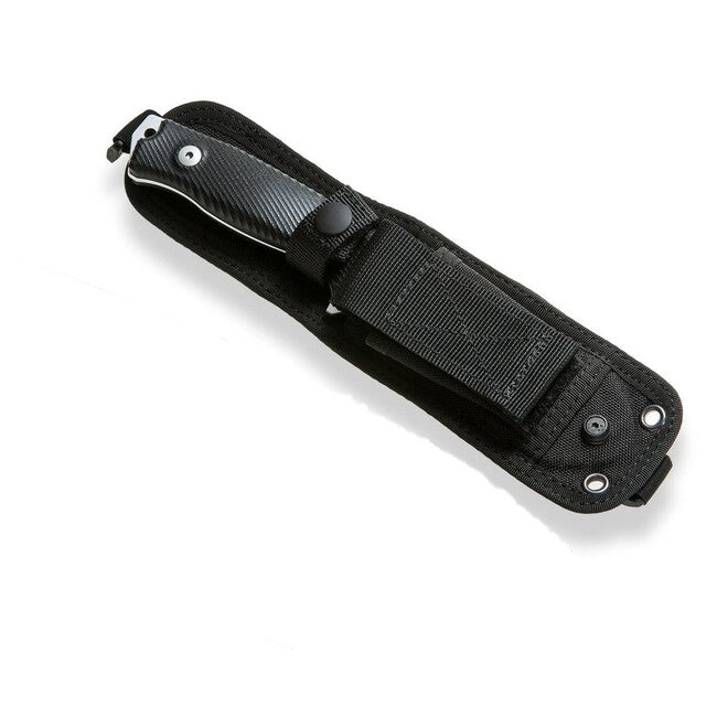 Lionsteel M5B Μαχαίρι G10 Μεγάλο για Περιπέτεια με Μαύρη Λάμα, Μαύρη Λάμα, με Δερμάτινη Θήκη