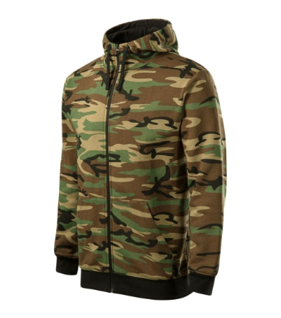 Malfini Camo Zipper Φούτερ με Κουκούλα 300 g, camo brown