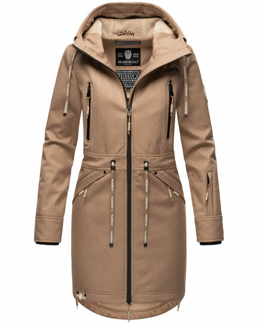 Marikoo Racquelle Μπουφάν Softshell Γυναικείο με Κουκούλα, Taupe Grey