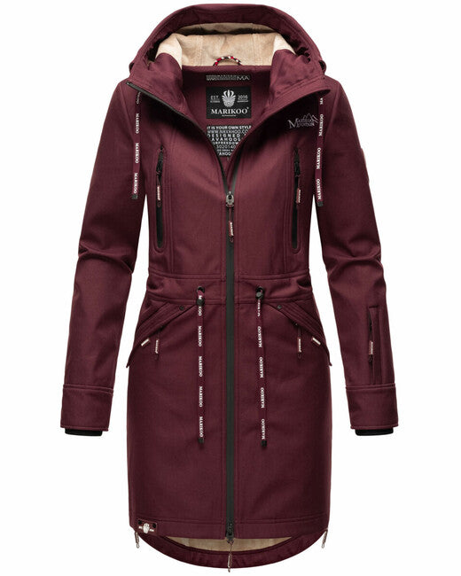 Marikoo Racquelle softshell jakna ženski s kapuco, wine