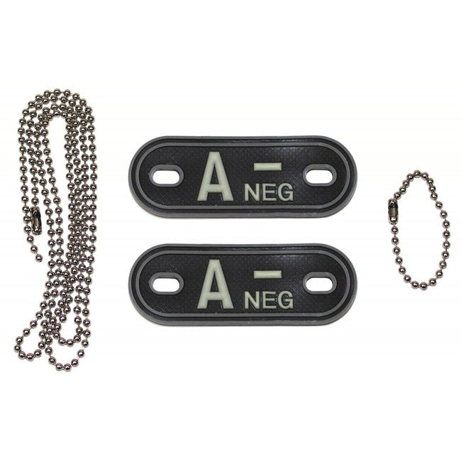 MFH Dog-Tags 3D PVC ταυτότητες σκύλου, μαύρο, A NEG