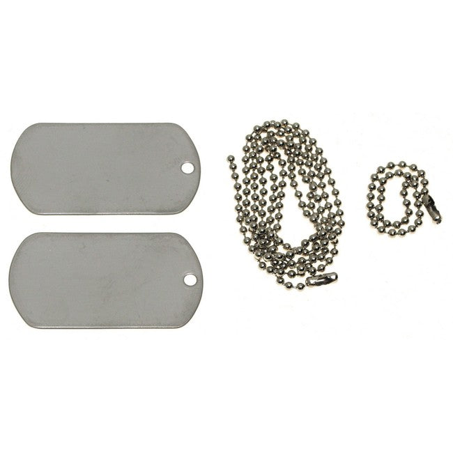 MFH Σκυλίσιες Ταυτότητες Dog-Tags, Ματ Ανοξείδωτο Χάλυβα με Αλυσίδα