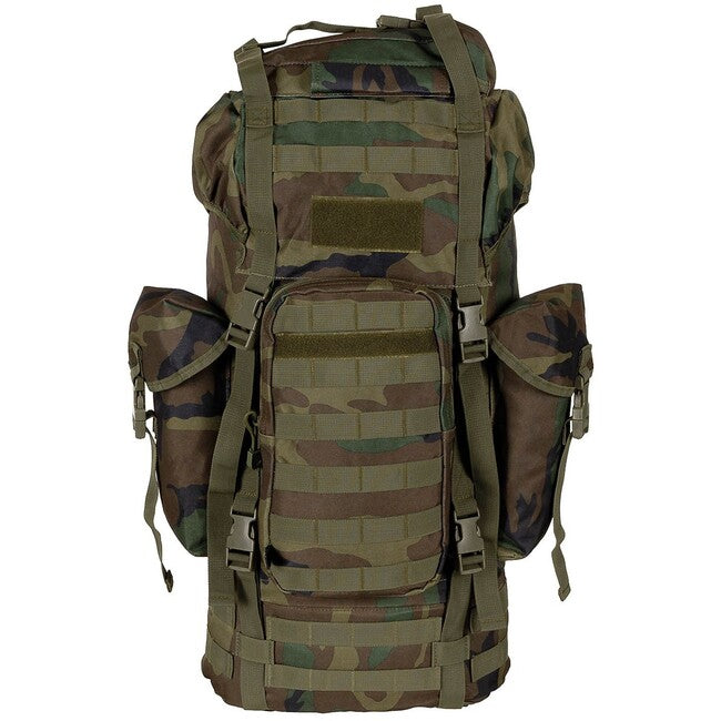 MFH MOLLE Σακίδιο Πλάτης 65L, Αλουμινένια Ράβδος, Woodland