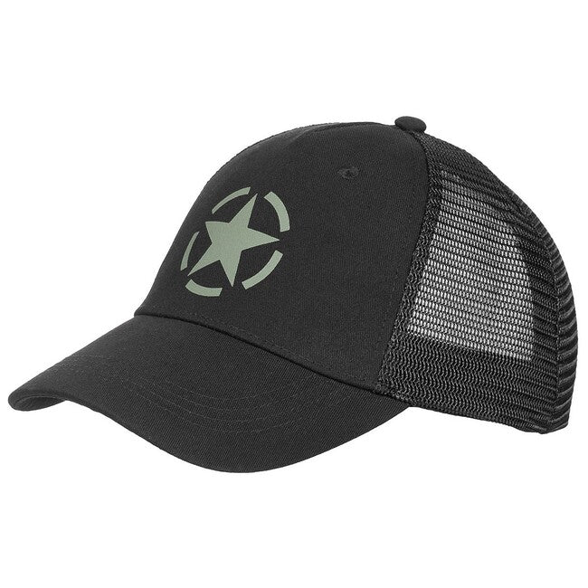 MFH Trucker Cap Καπέλο, Ρυθμιζόμενο Μέγεθος, Μαύρο