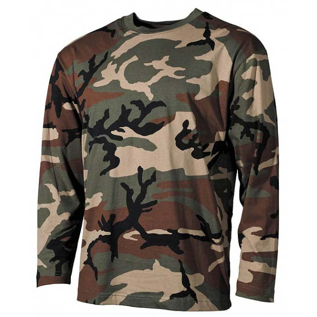 MFH Μπλουζάκι με Μακριά Μανίκια Camo, Woodland