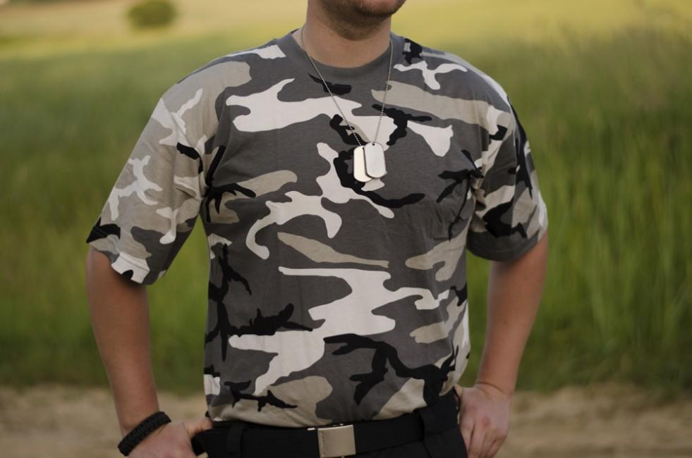 MFH Metro Urban μπλουζάκι camo, ολόμαυρο-λευκό