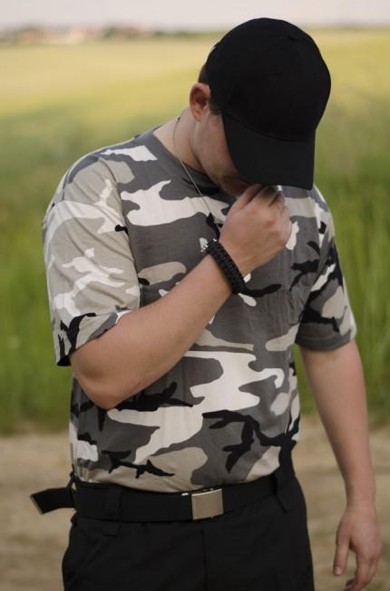 MFH Metro Urban μπλουζάκι camo, ολόμαυρο-λευκό