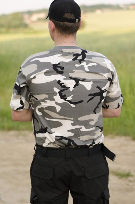 MFH Metro Urban μπλουζάκι camo, ολόμαυρο-λευκό