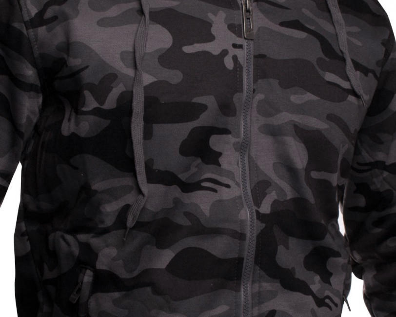O&T High Zipper Φούτερ με Κουκούλα, Camo Γκρι