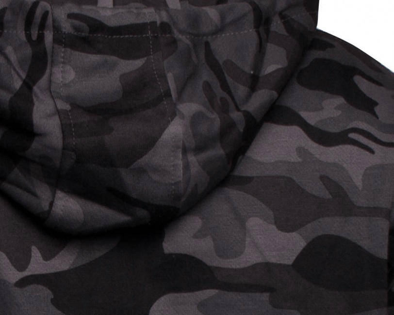O&T High Zipper Φούτερ με Κουκούλα, Camo Γκρι