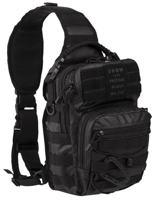 Mil-Tec Σακίδιο Πλάτης Tactical Μονή Λωρίδα, Μαύρο, 10L