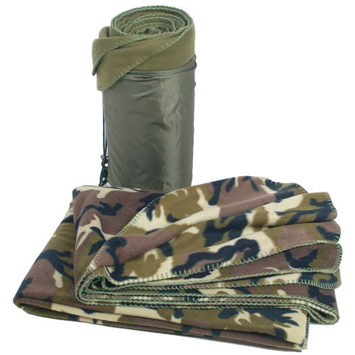 Mil-Tec Κουβέρτα Poly-Fleece με Σακό, 200x150 cm, Woodland