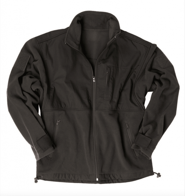 Mil-Tec Fleece Φούτερ με Κουκούλα και Rip-Stop Ενίσχυση, μαύρο