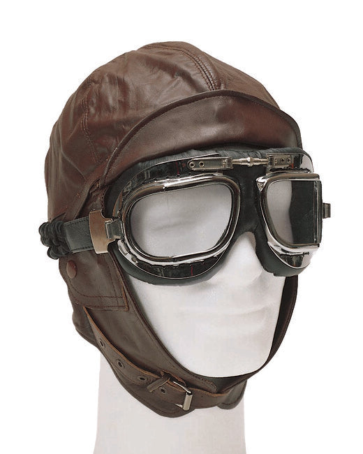 Mil-Tec FLY Δερμάτινο Κράνος Πιλότου, Καφέ