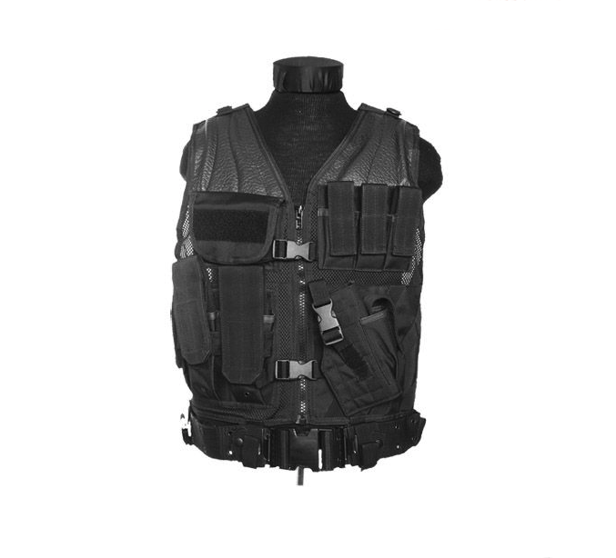 Mil-Tec USMC Αμάνικο Γιλέκο Tactical με Ζώνη Μέσης, Μαύρο