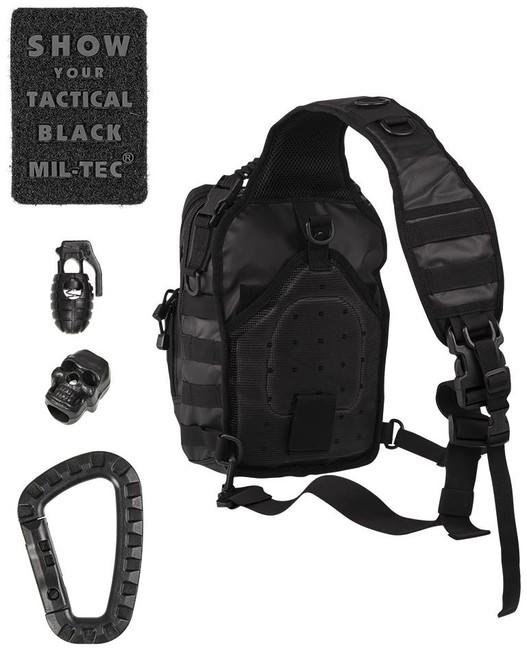 Mil-Tec Σακίδιο Πλάτης Tactical Μονή Λωρίδα, Μαύρο, 10L